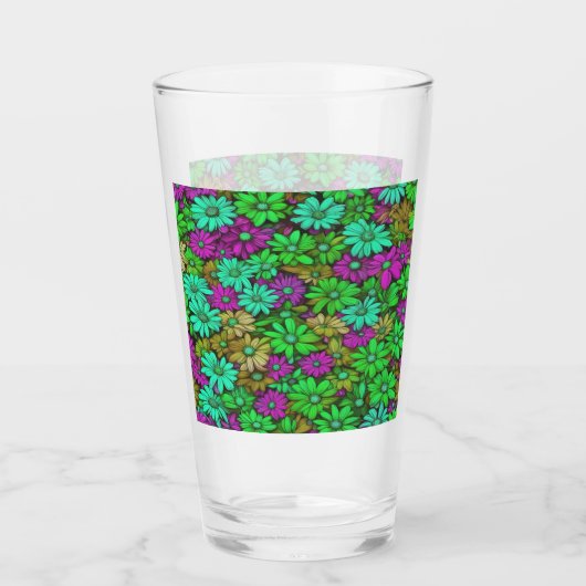Kleurrijke Abstracte madeliefjes #27 Glas (Voorkant)