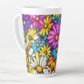 Kleurrijke Abstracte madeliefjes #444 Latte Mok (Linkerhoek)