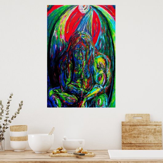 Kleurrijke Abstracte Man olie op Canvas Poster (Keuken)