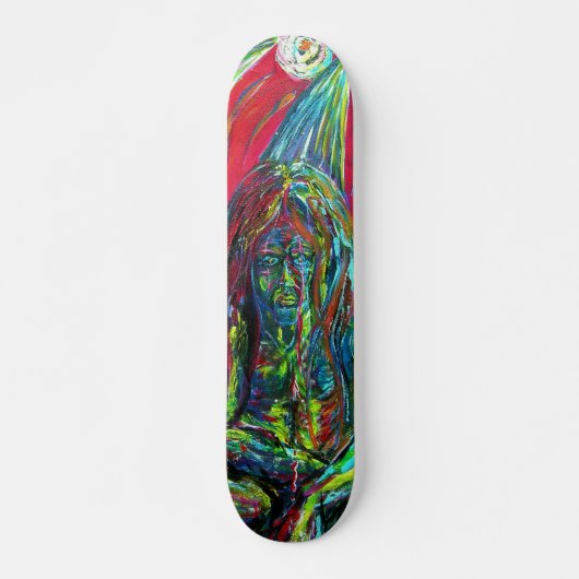 Kleurrijke Abstracte Man olie op Canvas Skateboard (Voorkant)