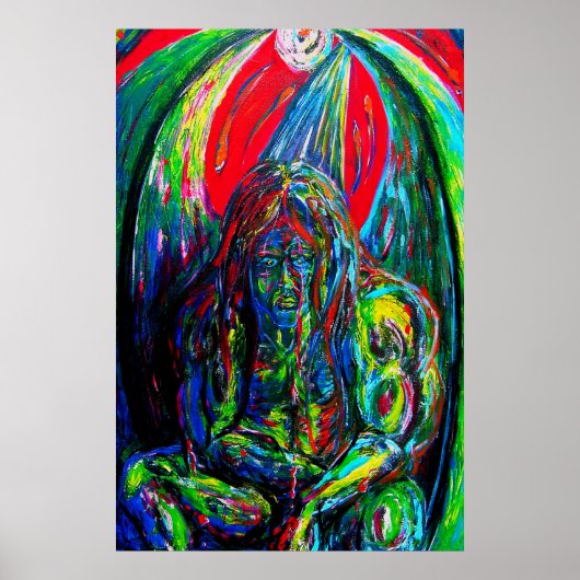 Kleurrijke Abstracte Man Olie Schilderkunst Kunst Poster (Voorkant)