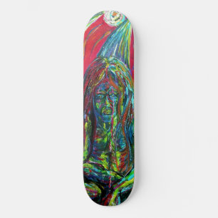 Kleurrijke Abstracte Man Olie Schilderkunst Kunst Skateboard