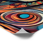 Kleurrijke Abstracte Man Vrouw Cool Gezicht Poster (Hoek)