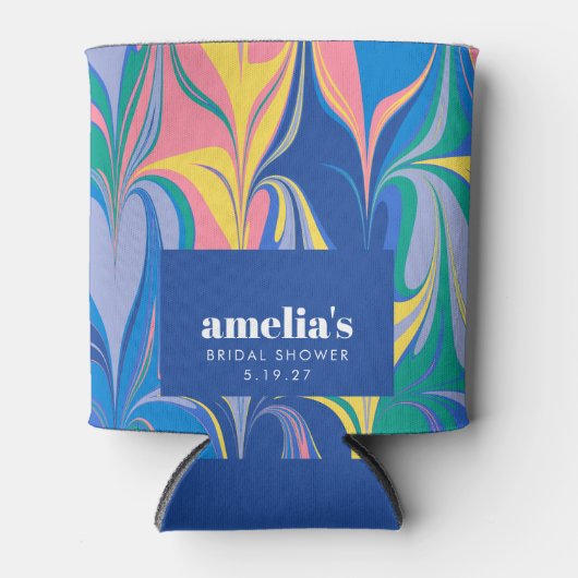 Kleurrijke Abstracte Marmer Blauwe Douchen voor de Blikjeskoeler (Voorkant)