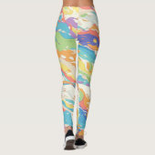Kleurrijke Abstracte marmeren print Leggings (Achterkant)