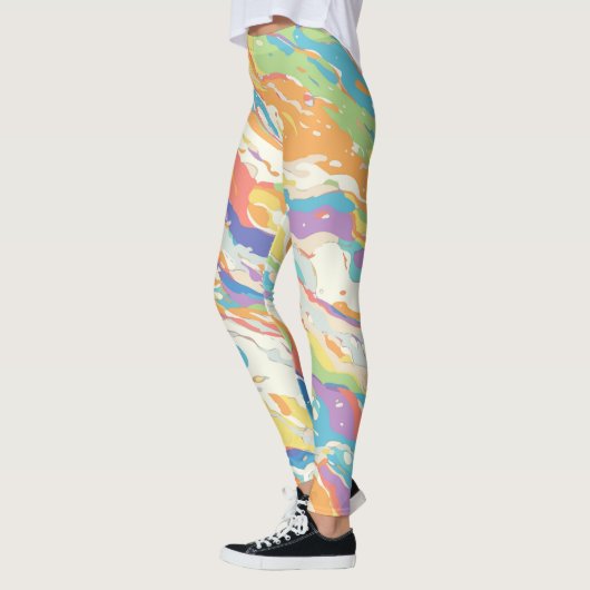 Kleurrijke Abstracte marmeren print Leggings (Links)