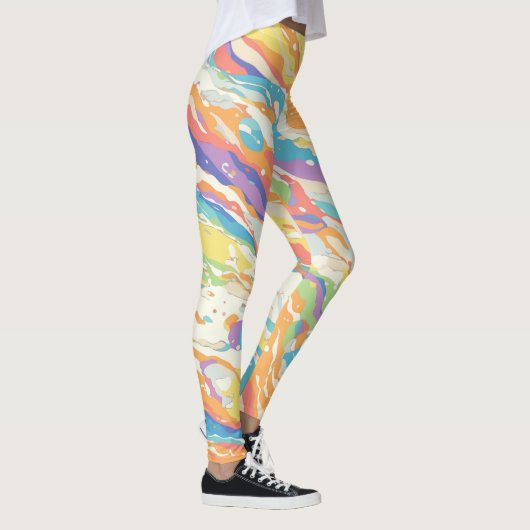 Kleurrijke Abstracte marmeren print Leggings (Rechts)