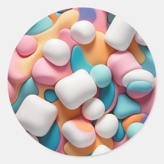 Kleurrijke Abstracte marshmallows Ronde Sticker (Voorkant)