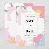 Kleurrijke Abstracte Memphis Huwelijk Save The Date (Voorkant / Achterkant)