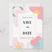Kleurrijke Abstracte Memphis Huwelijk Save The Date (Voorkant)