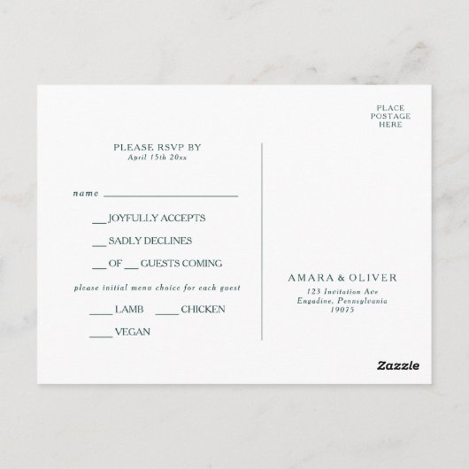 Kleurrijke Abstracte Menu Keuze RSVP-kaart (Achterkant)