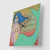 Kleurrijke Abstracte Mermaid Art Square Wall klok (Hoek)