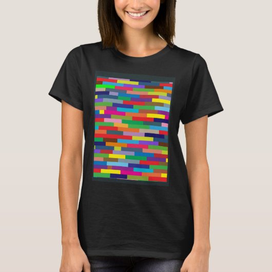 Kleurrijke Abstracte mini blokstenen decor met Mod T-shirt (Voorkant)