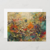 Kleurrijke Abstracte Mixed Media Bloemen Collage Briefkaart (Voorkant / Achterkant)