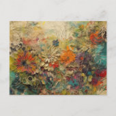 Kleurrijke Abstracte Mixed Media Bloemen Collage Briefkaart (Voorkant)