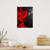 Kleurrijke Abstracte Modern .Crimson Abyss Abstrac Poster (Keuken)