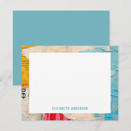 Kleurrijke Abstracte Modern gepersonaliseerd Notitiekaartje (Voorkant / Achterkant)