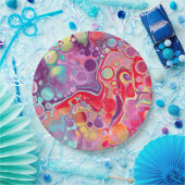 Kleurrijke Abstracte moderne digitale kunst Papieren Bordje (Feest)