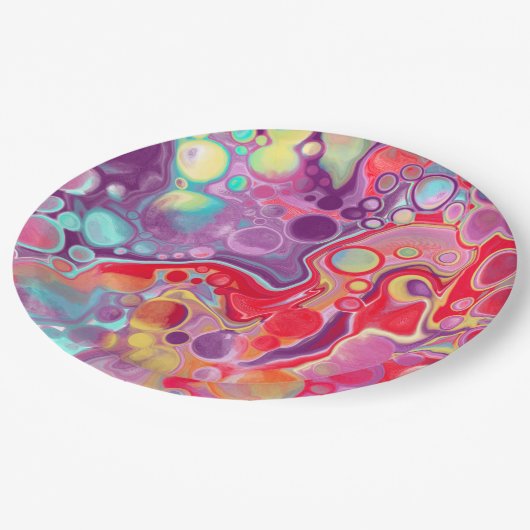 Kleurrijke Abstracte moderne digitale kunst Papieren Bordje (Gekanteld)