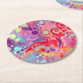 Kleurrijke Abstracte moderne digitale kunst Ronde Kartonnen Onderzetter (Gebogen)
