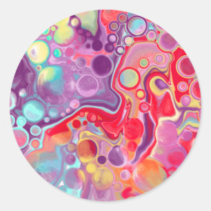 Kleurrijke Abstracte moderne digitale kunst Ronde Sticker