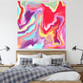 Kleurrijke Abstracte moderne digitale kunstmarmer Canvas Afdruk (Insitu (Slaapkamer))