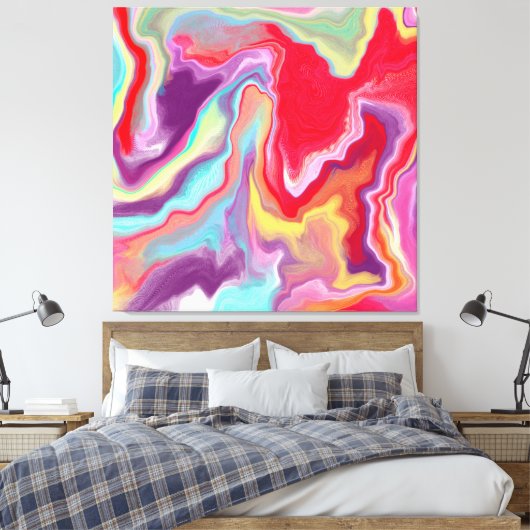 Kleurrijke Abstracte moderne digitale kunstmarmer Canvas Afdruk (Insitu (Slaapkamer))