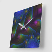 Kleurrijke, Abstracte moderne fractaalkunst Vierkante Klok (Hoek)