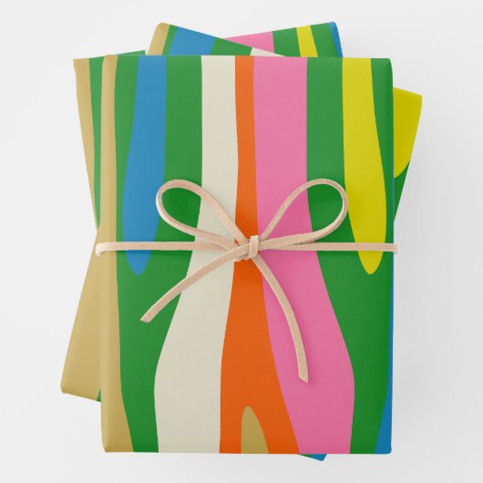 Kleurrijke Abstracte Moderne Hedendaagse Retro Inpakpapier Vel (In situ)