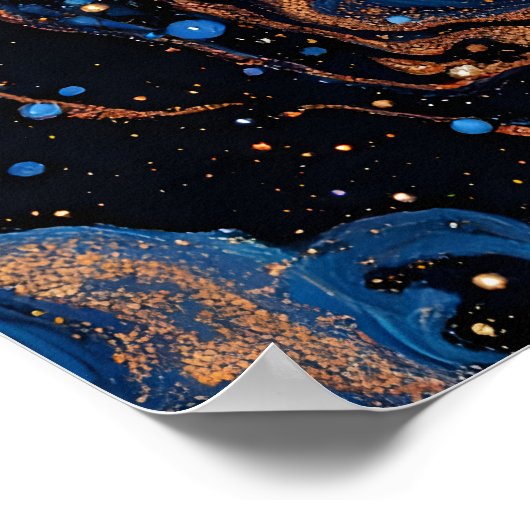 Kleurrijke Abstracte moderne kunst.Midnight Gold M Poster (Hoek)