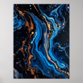 Kleurrijke Abstracte moderne kunst.Midnight Gold M Poster (Voorkant)