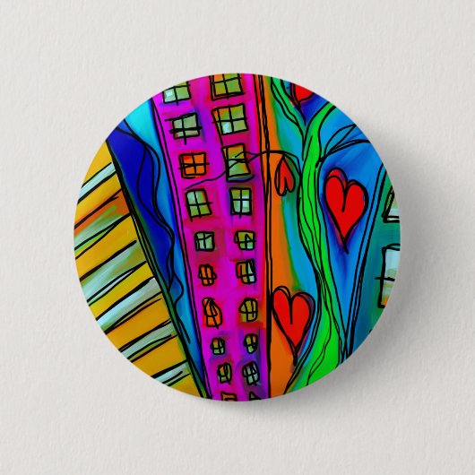 Kleurrijke Abstracte moderne kunst Ronde Button 5,7 Cm (Voorkant)