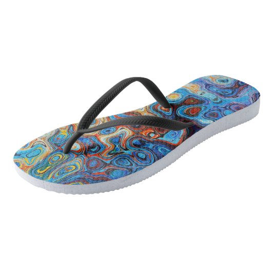 Kleurrijke Abstracte moderne kunst Teenslippers (Schuin)