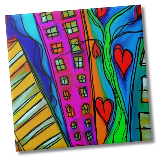 Kleurrijke Abstracte moderne kunst Tegeltje