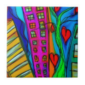 Kleurrijke Abstracte moderne kunst Tegeltje (Voorkant)