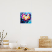 Kleurrijke Abstracte Moderne Liefdeshart Poster (Keuken)