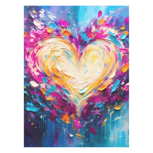 Kleurrijke Abstracte Moderne Liefdeshart Tafelkleed (Voorkant)