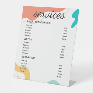 Kleurrijke Abstracte moderne salon service menu Reclamebord Met Voetstuk