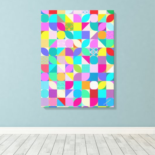 Kleurrijke abstracte moderne vormgeving canvas afd (Insitu (Houten vloer))