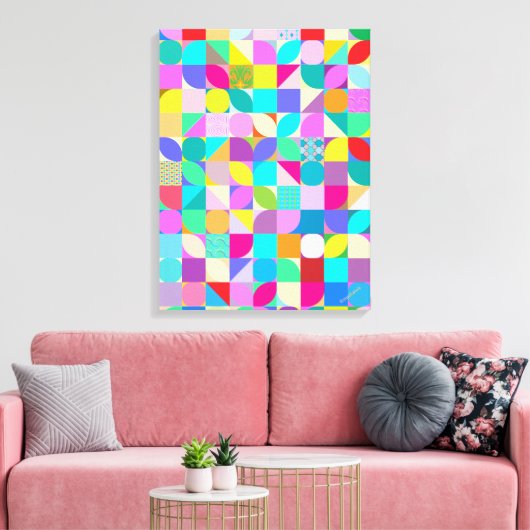 Kleurrijke abstracte moderne vormgeving canvas afd (Insitu (Woonkamer))