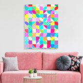 Kleurrijke abstracte moderne vormgeving canvas afd afdruk (Insitu (Woonkamer))