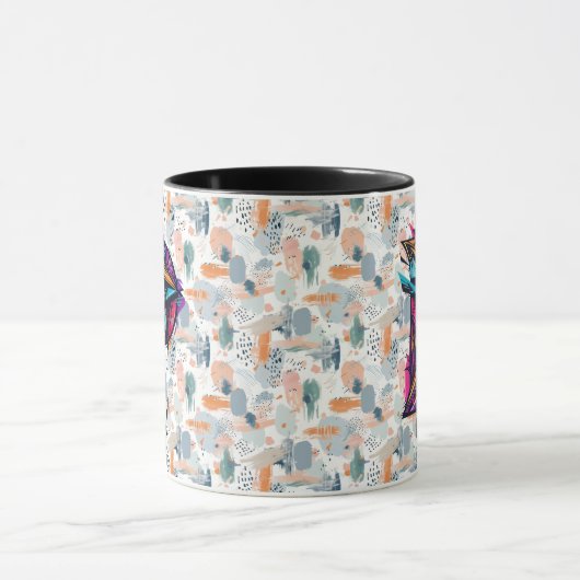 Kleurrijke Abstracte Monogram Mok - P voor Paul (Midden)