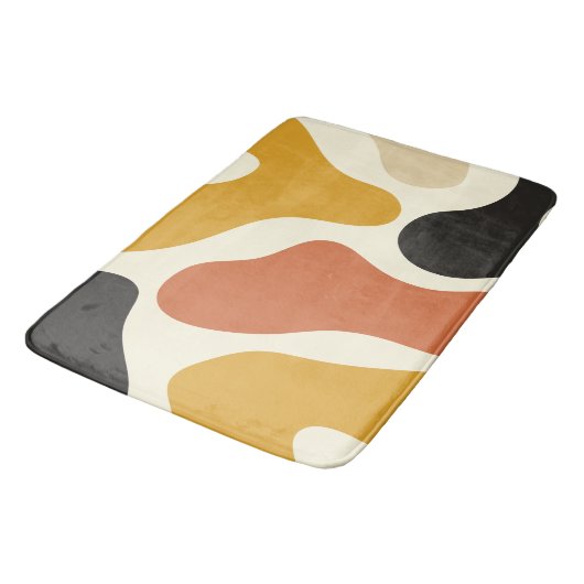 kleurrijke Abstracte mosterd& Zwart Wit Badmat (Gekanteld)