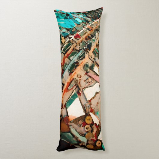 Kleurrijke Abstracte mozaïek Lichaamskussen (Achterkant (Verticaal))