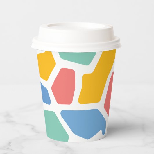 Kleurrijke Abstracte mozaïek Papieren Bekers (Voorkant)