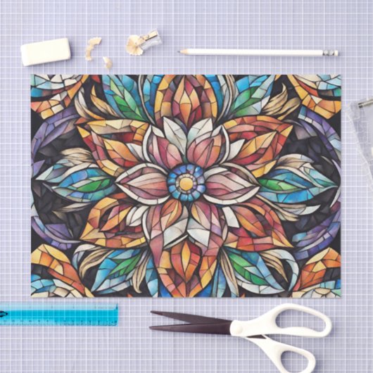 Kleurrijke Abstracte mozaïekbloem Tissuepapier (Craft)