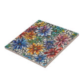 Kleurrijke Abstracte mozaïekbloemen Tegeltje (Zijkant)