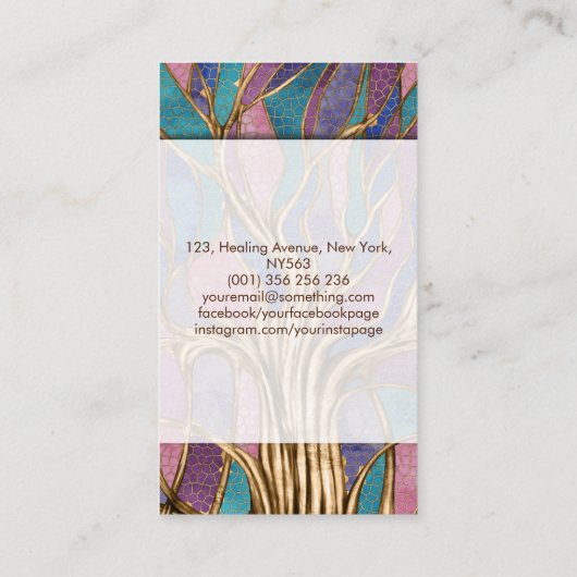 Kleurrijke Abstracte mozaïekboom Visitekaartje (Achterkant)