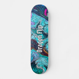 Kleurrijke Abstracte mozaïekdraak met tekst Persoonlijk Skateboard