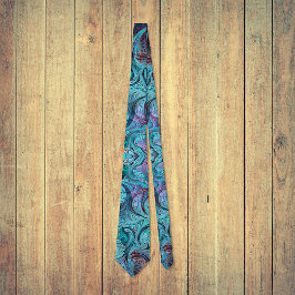 Kleurrijke Abstracte mozaïekdraak of zeemeerminnen Stropdas